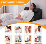 Kawachi 3Pcs Set Orthopedic Adjustable Bed Wedge Pillow-Memory Foam with Head Rest-Back Support for Bed, Leg Elevation, Acid Reflux, GERD, Snoring- KW138-Black