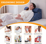 Kawachi 3Pcs Set Orthopedic Adjustable Bed Wedge Pillow-Memory Foam with Head Rest-Back Support for Bed, Leg Elevation, Acid Reflux, GERD, Snoring- KW138-Navy Blue