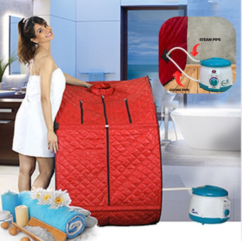 Kawachi Portable Ozone Steam Therapy Ozone Sauna Bath for Health and Beauty Spa at Home (Ozone Sauna Red)- I133