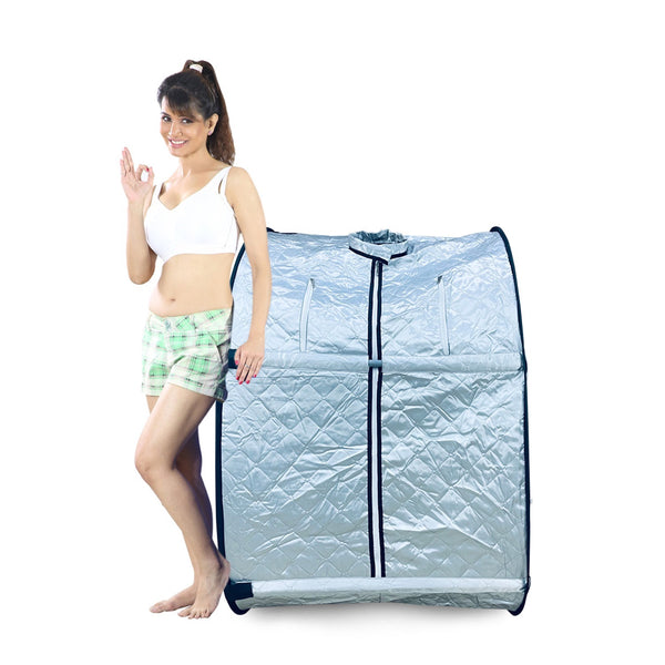 Kawachi Portable Steam Cabin for Steam Sauna Therapy for Slimming and Beauty. (Steam generator not provided) -i79-Silver