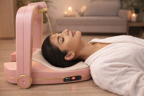 Portable Shirodhara Machine for Home | Ayurvedic Oil Drip Therapy Device | Integrated Music & Aromatherapy | Adjustable Temperature Control | Stress Relief & Deep Relaxation System