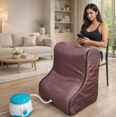 Kawachi Leg Steam Spa with Ergonomic Foot Cabin | Steam Therapy for Knee, Joint & Foot Pain | Timer & Safety Fuse | Home Use - i145-Brown