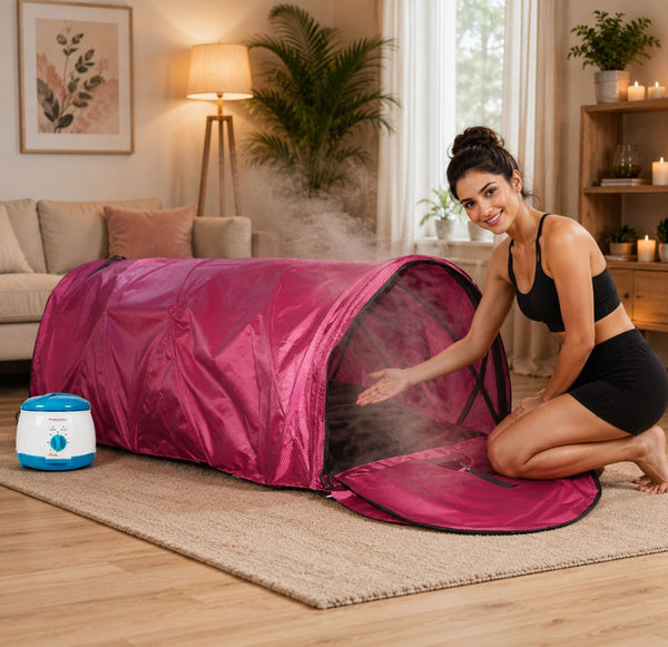 Kawachi Portable Steam Sauna Bath with Sleeping Posture to treat Old Aged / Paralytic Patients / Disable in Ayurvedic Panchkarma Therapy I68-Pink