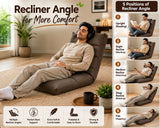 Kawachi 5 Angle Recliner Floor Chair with Foldable Laptop Table with Cup Holder, Wood Top, for Work from Home, Study and Relaxation (KC31 Brown)