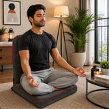 Kawachi Floor Chair with Laptop Table, Foldable Back Support & Portable Study Table Combo, Reading, Work from Home, Meditation & Relaxation Chair (KC32-Dark Grey)