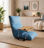Kawachi 5 Angle Recliner Floor Chair with Foldable Laptop Table with Cup Holder, Wood Top, for Work from Home, Study and Relaxation (KC31 Sky Blue)