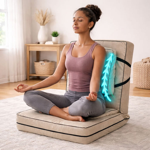 Kawachi Delux 5 Angle Recliner Folding Adjustable Relaxing Buddha Yoga Meditation Chair Backrest Floor Chair i127 Beige