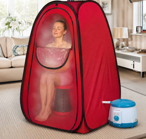 Kawachi Portable Steam Sauna Bath for Home Full Body Personal Sauna at Home Spa with 1.5L 750W Steam Generator, 60 Minute Timer Reddish Maroon