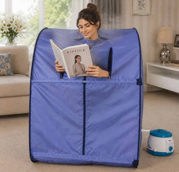 Kawachi Portable Steam Sauna Bath for Health and Beauty Spa at Home Light Violet
