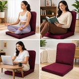 Kawachi Portable Relaxing Meditation Chair Folding Back Support Yoga Chair Study, Reading Floor Chairi113- Velvet Maroon