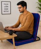 Kawachi Portable Relaxing Meditation Chair Folding Back Support Yoga Chair Study, Reading Floor Chair i113-Velvet Blue