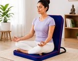Kawachi Portable Relaxing Meditation Chair Folding Back Support Yoga Chair Study, Reading Floor Chair i113-Velvet Blue