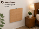 Kawachi Engineered Wood Wall Mount Bed Side Table, Folding Bedside Table, Mini Laptop Table for Home Living Room Study Room Beige