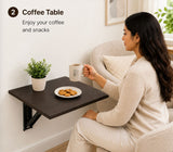 Kawachi Engineered Wood Wall Mount Bed Side Table, Folding Bedside Table, Mini Laptop Table for Home Living Room Study Room Brown
