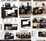 Kawachi Study Table for Students and Adults | Computer Desk with Storage Shelf | Laptop Table, Writing Desk, Home Office Workstation, Engineered Wood Computer Table for Work From Home, Study Room & Desktop Setup (KW141-Wenge Black-WD)