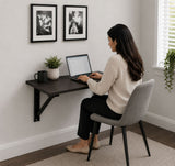 Kawachi Laptop Folding Shelf/Study Table/Work Table/Laptop Table, Folding Shelf Wall Mounted, Collapsible Shelf Bracket Table Brown