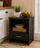 Kawachi Engineered Wood Sofa Side End Bedside Table with Drawer  KW16 Wenge Black