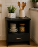 Kawachi Engineered Wood Sofa Side End Bedside Table with Drawer  KW16 Wenge Black
