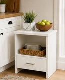 Kawachi Engineered Wood Sofa Side End Bedside Table with Drawer  KW16 White