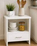 Kawachi Engineered Wood Sofa Side End Bedside Table with Drawer  KW16 White