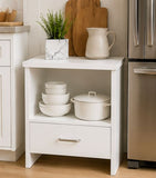 Kawachi Engineered Wood Sofa Side End Bedside Table with Drawer  KW16 White