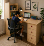 Kawachi Compact Computer Laptop Desk Study Table with 4 Shelves Storage 3 Drawers KW13