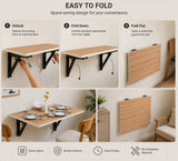 Kawachi Fold Down 3 Seater Wall Mounted Folding Breakfast Dining Table Perfect Addition to Kitchen & Dining Room Beige