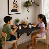 Kawachi Fold Down 3 Seater Wall Mounted Folding Breakfast Dining Table Perfect Addition to Kitchen & Dining Room Wenge Black