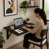 Kawachi Fold Down 3 Seater Wall Mounted Folding Breakfast Dining Table Perfect Addition to Kitchen & Dining Room Wenge Black