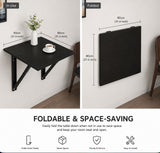 Kawachi Fold Down 3 Seater Wall Mounted Folding Breakfast Dining Table Perfect Addition to Kitchen & Dining Room Wenge Black