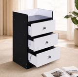 Kawachi Modern Home Bedroom Bedside Table Storage Cabinet with 3 Drawers KW23-Wenge Black-WD