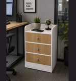 Kawachi Modern Home Bedroom Bedside Table Storage Cabinet with 3 Drawers KW23-White-BD