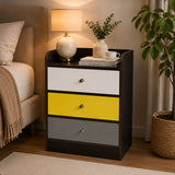 Kawachi Modern Home Bedroom Bedside Table Storage Cabinet with 3 Drawers KW23-Brown