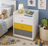 Kawachi Modern Home Bedroom Bedside Table Storage Cabinet with 3 Drawers KW23-White MD