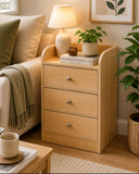 Kawachi Modern Home Bedroom Bedside Table Storage Cabinet with 3 Drawers Beige BD