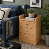 Kawachi Modern Home Bedroom Bedside Table Storage Cabinet with 3 Drawers Beige BD