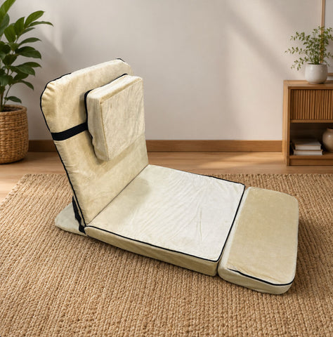 Kawachi Advance Portable & Foldable Relaxing Meditation Chair Folding Back Support Yoga Chair Study, Reading Floor and Pooja Chair -I130 -BEIGE