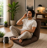 Kawachi Reclining Floor Chair for Living Room, Meditation Chair, Adjustable Back Rest with 5 Position Lock-in, Back Support, Maintain Posture While Sitting on Floor chair-KW122-Brown