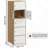 Kawachi Wooden Cabinet - 5 Tier Storage Cabinet for Living Room with Magnetic Door, Space Saving Book Self for Home, Engineered Wood Kitchen Crockery Unit ( KW139-Beige-WD )