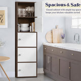 Kawachi Wooden Cabinet 5 Tier Storage Unit for Living Room & Kitchen, Engineered Wood Space Saving Bookshelf with Magnetic Door, Crockery & Display Cabinet for Home & Office, KW139-Wenge Black-WD (38 x 38.5 x 165.5 cm)