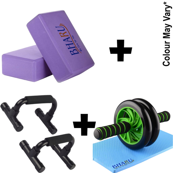 Yoga Bricks, Push-Up Bar, Double Abdominal Wheel