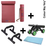 Yoga Mat, Push-Up Bar, Abdominal Wheel