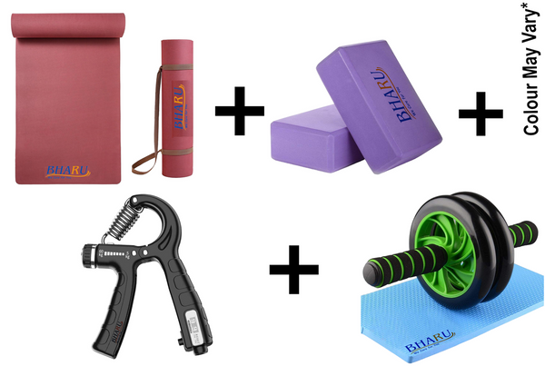 Yoga Mat, Yoga Bricks, Double Abdominal Wheel, Gripper