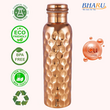 Bharu Diamond Shape Copper Bottle 1000 ml- Pack of 2