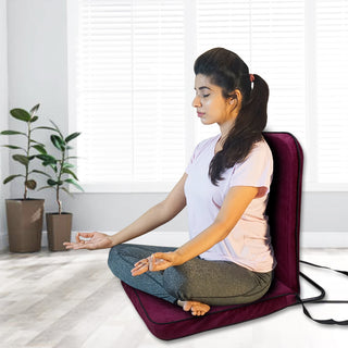 Kawachi Portable Relaxing Meditation Chair Folding Back Support Yoga Chair Study Reading Floor Chairi113 Velvet Maroon