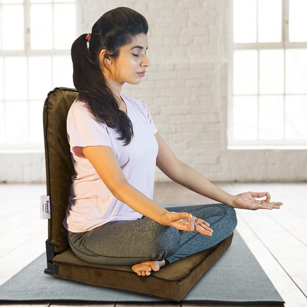 Kawachi Meditation and Yoga Floor Chair with back support - I83-brown