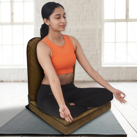Kawachi Meditation and Yoga Floor Chair with back support - I83-brown
