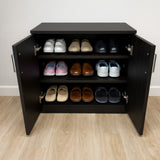 Kawachi 3-Tier Engineered Wood Shoe Rack with Door, Multi-Layer Storage Organizer Cabinet, 60x33x60 cm -KW142-Wenge Black