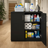 Kawachi 3-Tier Engineered Wood Shoe Rack with Door, Multi-Layer Storage Organizer Cabinet, 60x33x60 cm -KW142-Wenge Black