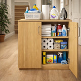 Kawachi 3-Tier Engineered Wood Shoe Rack with Door, Multi-Layer Storage Organizer Cabinet, 60x33x60 cm -KW142-Beige